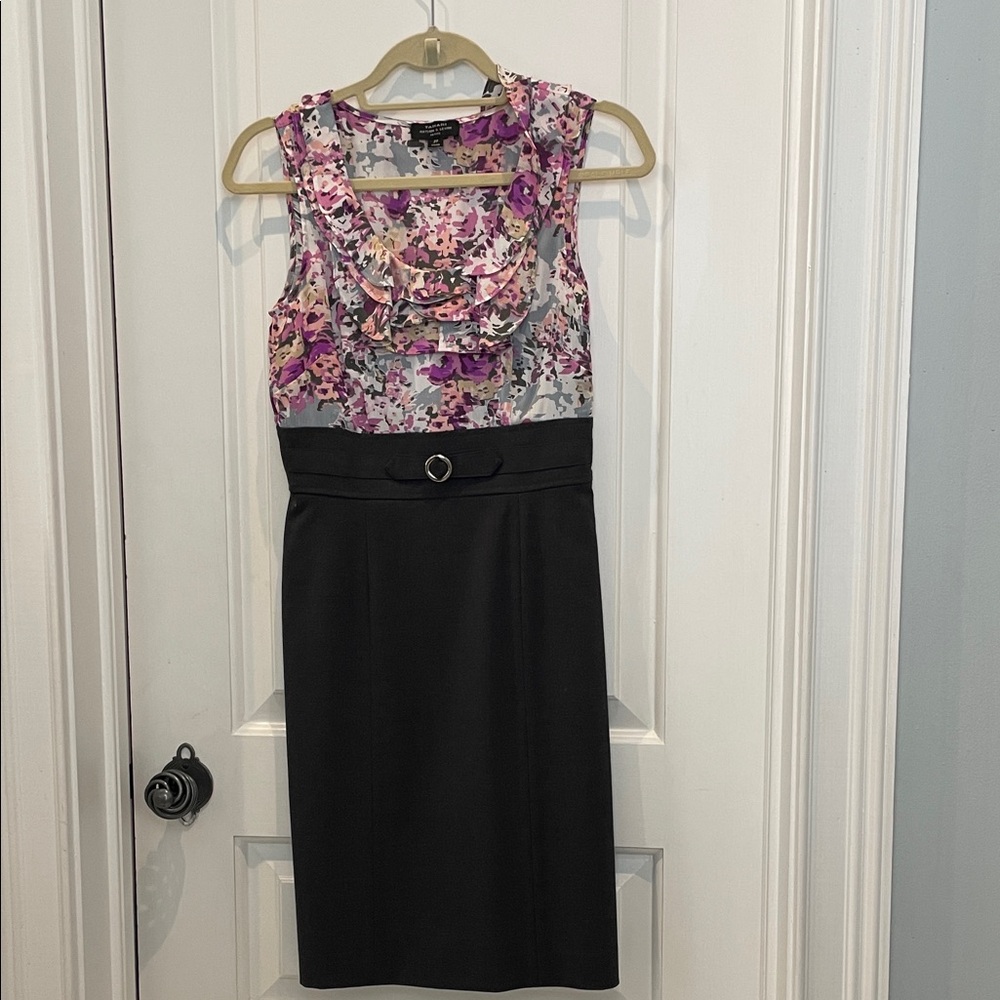 Floral Ruffle Top Dress with Black Skirt